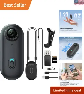 Action 761687620560 4k 128gb Mini Body Camera Wearable Cam Thumb Size Hands Free Re