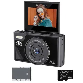 4kcamb Acuvar Digital Camera 4k 64mp 18x Zoom Len For Vlogging Youtube With Flash Wifi