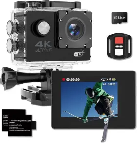 Ydxj2 Adostob Action Camera 4k 30fps 30m/98ft Ultra Hd Underwater 170 Wide Black