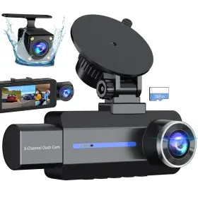 1440p Baeasu 198715324358 Dash Cam Front And Rear 2.5k Triple Car Camera With 32gb Card 3 Channel