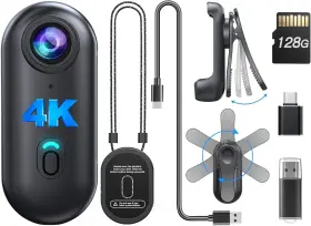 Boblov 744110755329 W4 4k Mini Body Camera 128g Wearable With 360 Rotatable Clip And Mag