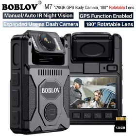 Boblov 973692191599 M7 Internal 128gb Gps Body Camera 180 Rotatable Lens Usb-c Port 4000mah