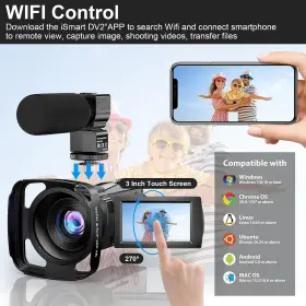 48mp Branded 313091389382 Camara De Video 5k Profesional Para Youtube Con Wifi Microfono Remoto Y Usb #2