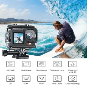 24mp Campark 913079027109 Wifi 4k Action Camera Dual Screen Underwater 40m Waterproof #3
