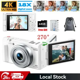 72mp Campark Ac08 4k Digital Camera Vlogging Camcorder Hdmi 2.8 Inch Screen 18x Zoom With 64gb Card