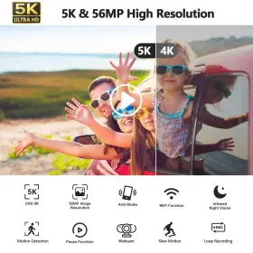 Ac12a Campark 5k And 56mp Video Camera Camcorder 3 Inch 270 Wifi Night Vision With Mic Tripod 64gb #3
