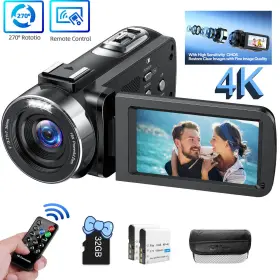 42mp Campark Ac13 Digital Camcorder 4k Uhd Video Camera 3.0 Inch 270 Rotating Screen Vlog 32gb