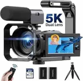 56mp Camworld 711696992462 Video Camera Camcorder 5k Dual Lens Wifi 3ftft 270 Rotatable 16x Digital