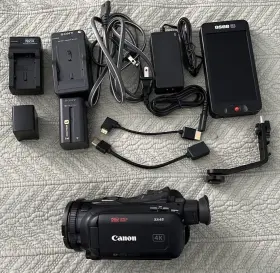 Xa45 Canon With Batteries Ac Adapter Osee T5 External Monitor Plus More