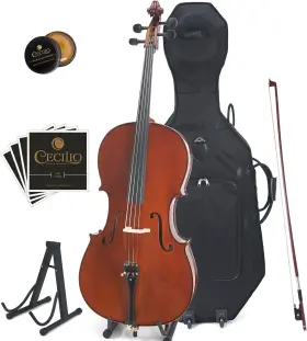 4cco-500 Cecilio 3/4cco-500 Ebony Fitted Flamed Wood Cello With Hard And Soft Case Varnish