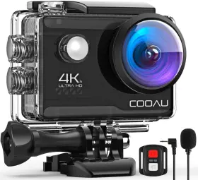 8595758128 Cooau 4k 30fps 20mp Wifi Action Camera External Microphone Remote Control Underwate