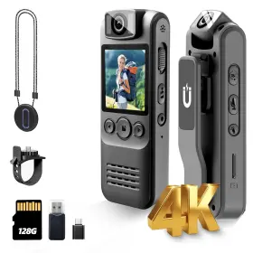 Vd01-4k Daydateup 4k 128gb Body Camera Audio And Video Recording With Magnetic Back Clip&bike