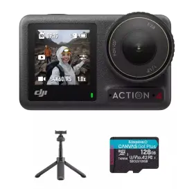 Dji 445012237229 Osmo Action 4 Camera Bundle Extension Rod 128gb Memory Card New