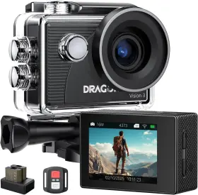 Syya0020-bk-01 Dragon Touch Action Camera 4k 20mp 30fps 100ft Waterproof Underwater