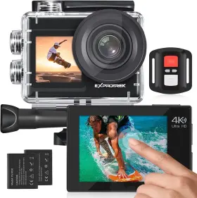 Exprotrek 717909518009 Action Camera 4k 60fps With Touch Screen Eis 170 Ultra Wide Angle 40m Wate