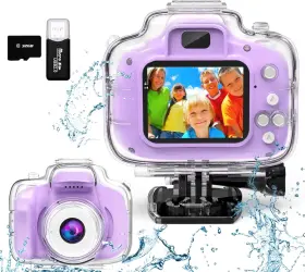Fkateen 768494421748 Kids Camera Waterproof Underwater For 3-12 Year Old Boys Girls Purple