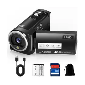 Cdv03 Flatic 2k Camcorder 48mp Video Camera 16x Digital Zoom Vlogging With