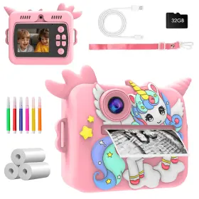 Flynow 767552866644 Kids Camera Toy Instant Print Digital Camcorder With 1080p Hd Video