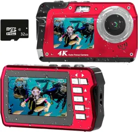 Fcswpcam003 Focusify Underwater Camera 4k 48mp Waterproof Digital With 32gb Card Dual-scre
