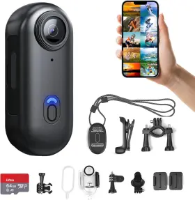 Foukwakc 744759972958 H8 4k Thumb Action Camera 64gb Mini Wearable Wifi Helmet Cam