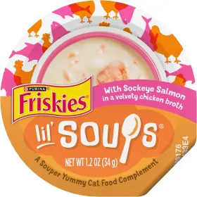 17191 Friskies Purina Grain 1.2 Ounce Pack Of 8 Sockeye Salmon In Chicken Broth