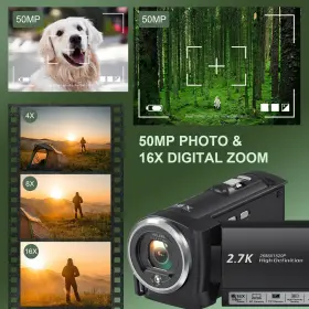 50mp Gcasio 797999822279 2.7k Video Camera Camcorder Qhd Youtube Vlogging 16x Digital Zoom #3