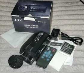 X004gig3tp Gcasio Camcorder 2.7k 48mp Light 16x Digital Zoom Webcam Remote 2 Batteries 1080p Fhd
