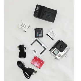 Chdhx-401 Gopro Hero4 Silver With 64gb Microsd 3 Batteries And Accessories Rarely Used Clean #2