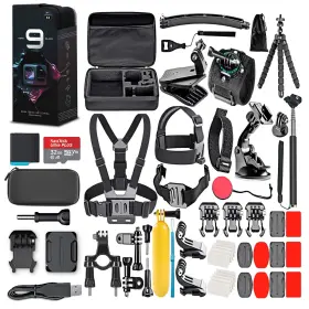 Chdhx-901-xx Gopro Edi Hero9 Black With 64gb Card And 50 Piece Accessory Kit - Loaded Bundle