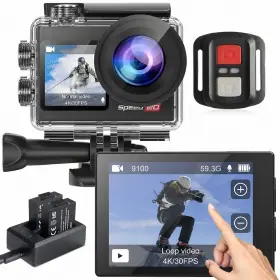 20mp Hiicam 726463811327 Action Camera 4k Waterproof With Touch Screen Black