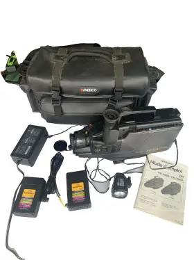 Vm-2600a Hitachi Vintage Vhs Camcorder Parts Repair With Ambico Bag And Accessories