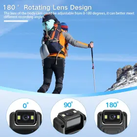Hkfug 344448437426 Body Camera 1080p Mini Cam Portable Video Recorder 180 Rotation #3