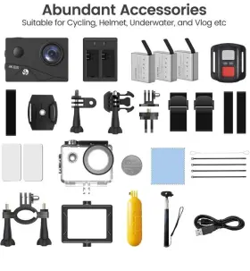 Hls 716963220071 Waterproof Action Camera 4k Stabilization With 3 Batteries 1350mah New #2