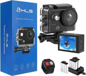 Hcam20 Hls Waterproof Action Camera 4k Stabilization With 2 Batteries 1350mah For Video