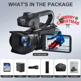V074b Jioweather 4k Video Camera Camcorder 64mp 60fps 18x Digital Zoom Auto Focus Vlogging
