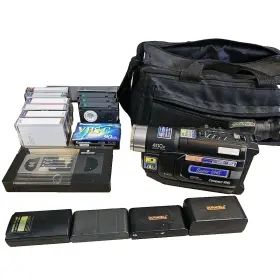 Gr-sx960 Jvc Compact Camcorder Super Vhs Converter 4 Battery Bag Untested