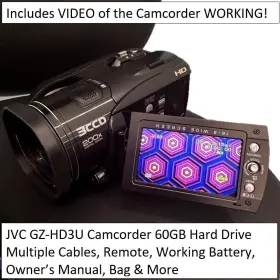 Gz-hd3u Jvc Everio Hd 60gb Hard Disk Camcorder Battery Manual Cables Tested