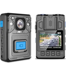 H.265 Kammplus Kp22 128gb 2k Body Cameras 1512p Night Vision 13h Video Blue Button