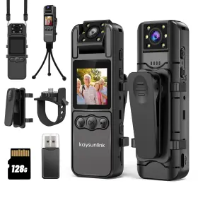 K-128gb Kaysunlink 761687620591 4k Body Camera 128gb 1.4 Screen Portable Wearable Camcorder