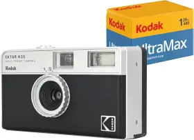 Rk0109 Kodak Ektar H35 Half Frame Film Camera Black Bundle With 24exp