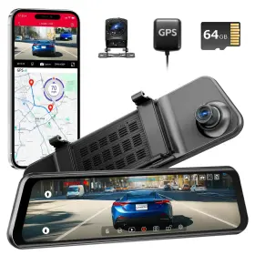 Ld4k Lingdu 12 Inch Mirror Dash Cam 4k Uhd Front And 2.5k Rear View Camera For Car Wit