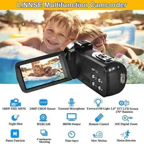 Lcam-42 Linnse Video Camera Camcorder Full Hd 1080p 30fps 24.0 Mp Ir Night Vision Vlogging #2