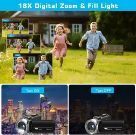8162jplus Lovpo Camcorder Video Camera 4k Ultra 48mp Vlogging Youtube Microphone 2 Batteries #3
