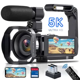 Dv099 Marvue 5k Video Camera 64mp 18x Zoom Vlogging Camcorder Black