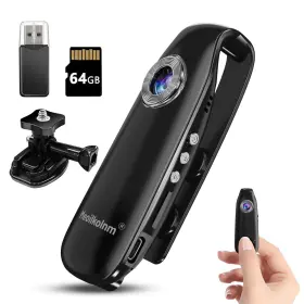 Gh77 Meoilkolnm Mini Body Camera 1080p 64gb Action Pov Cam Wearable Camcorder With Mag