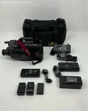 V-16r Minolta Master Serie Black Video Recorder Vhs Camcorder With Accessories