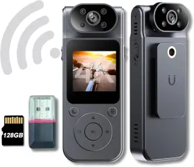 L19-4k-128g Modernnestmarket 4k Hd Body Camera Video Recorder With 180 Rotation Lens And Wifi For Real-time