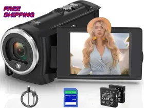 56mp Muitune 445036170182 Camcorder Video Camera Qhd Digital Zoom Vlogging With Led 2.7k 16x