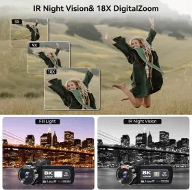 48mp Muraux 445049336339 Video Camera 8k Camcorder 15fps Uhd Wifi Vlogging With Ir Night #3