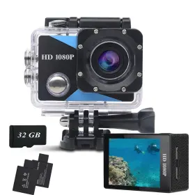 Nvgfelis A6b-21 Action Wide Angle 1080p Sports 32gb Memory Card Cam 131ft Waterproof W